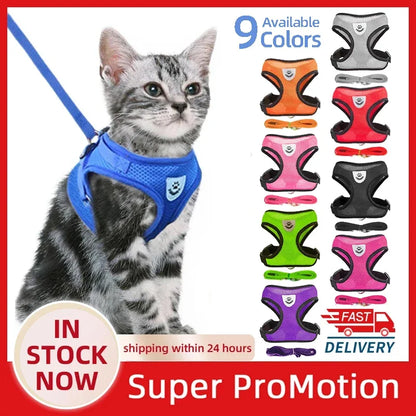 Cat Harness Vest Walking Lead Leash